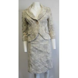 CLARA COLLINS vanilla cotton skirt suit sz 1/3 S/M